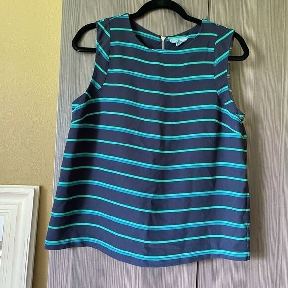 Fleur Bleue Striped Zipper Tank Top Blouse - Picture 7 of 11